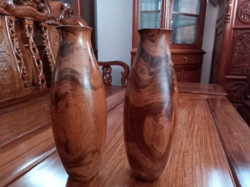 Cặp bình gỗ gõ bông lau cao 30cm
